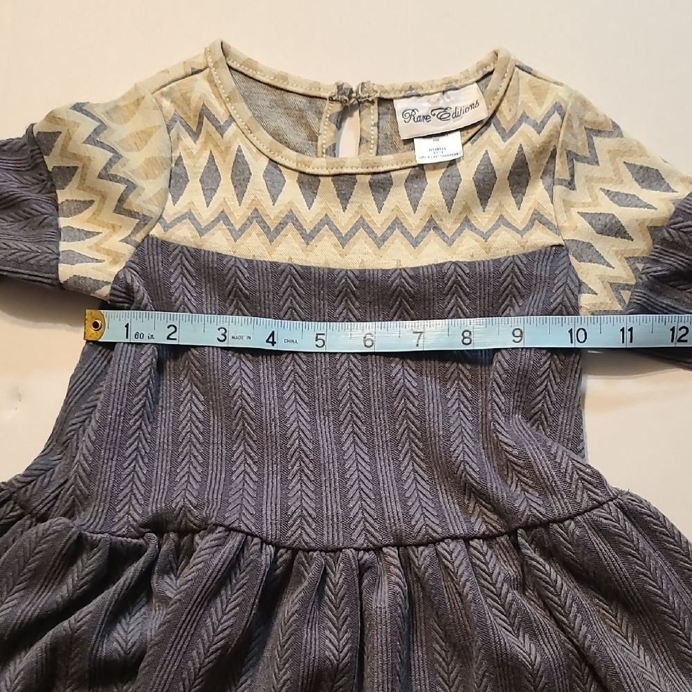 Rare Editions Stylish Comfy Casual Girls Dress - Gray/Cream NWT 3T/3 - Picture 6 of 12
